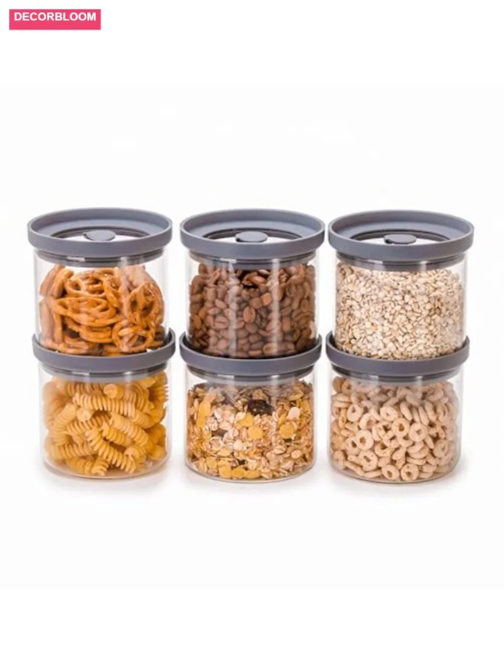 Borosilicate Glass Canisters with Airtight Lids Set of 6 - Stackable Food